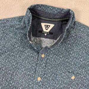 Vissla Dobby Weave Button Up Short Sleeve Casual Shirt Mens Medium Geometric EUC